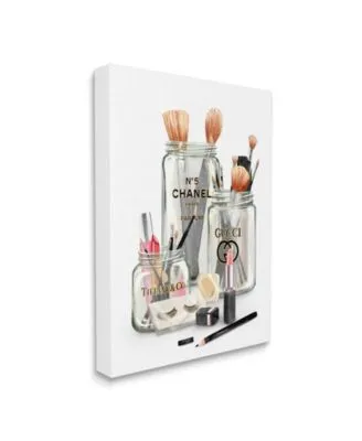 Stupell Industries Fashion Brand Makeup In Mason Jars Glam Design Stretched Canvas Wall Art Collection