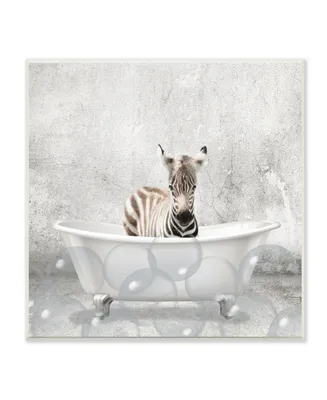 Stupell Industries Baby Zebra Bath Time Cute Animal Design Wall Plaque Art, 12" x 12" - Multi