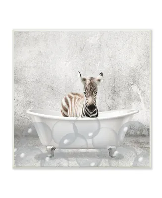 Stupell Industries Baby Zebra Bath Time Cute Animal Design Wall Plaque Art, 12" x 12"