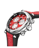 Ducati Corse Men's Partenza Chronograph Black and Red Silicone Strap Watch 49mm
