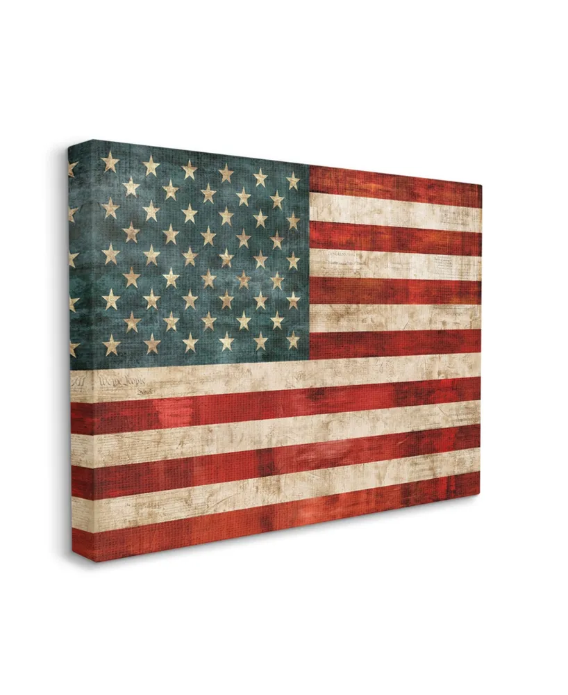 Stupell Industries Us American Flag Wood Textured Design Stretched Canvas Wall Art, 30" x 40" - Multi