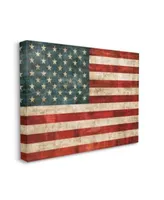 Stupell Industries Us American Flag Wood Textured Design Stretched Canvas Wall Art Collection