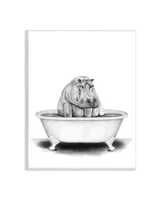 Stupell Industries Hippo in a Tub Funny Animal Bathroom Drawing Wall Plaque Art, 10" x 15" - Multi
