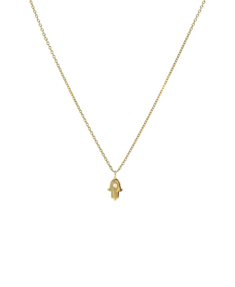 Diamond Hamsa 14K Yellow Gold Necklace