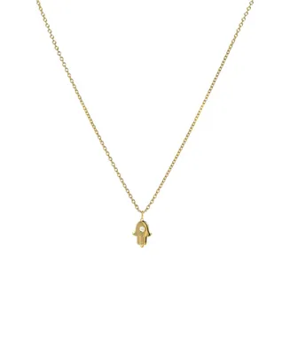 Diamond Hamsa 14K Yellow Gold Necklace