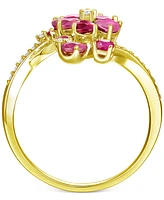 Ruby (1-1/2 ct. t.w.) & Diamond (1/4 ct. t.w.) Flower Statement Ring in 14k Gold