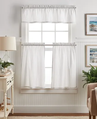 Martha Stewart Collection Ticking Stripe 3-Pc. Valance & Tiers Set, Created For Macy's
