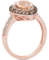 Le Vian Peach Morganite (7/8 ct. t.w.) & Diamond (3/4 ct. t.w.) Teardrop Halo Ring in 14k Rose Gold
