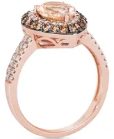 Le Vian Peach Morganite (7/8 ct. t.w.) & Diamond (3/4 Teardrop Halo Ring 14k Rose Gold