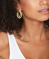 Triple Point Oval Click Top Hoop Earring in Silver Plate or Gold Plate