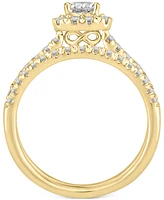 Diamond Princess Halo Bridal Set (1 ct. t.w.) 14k White or Yellow Gold