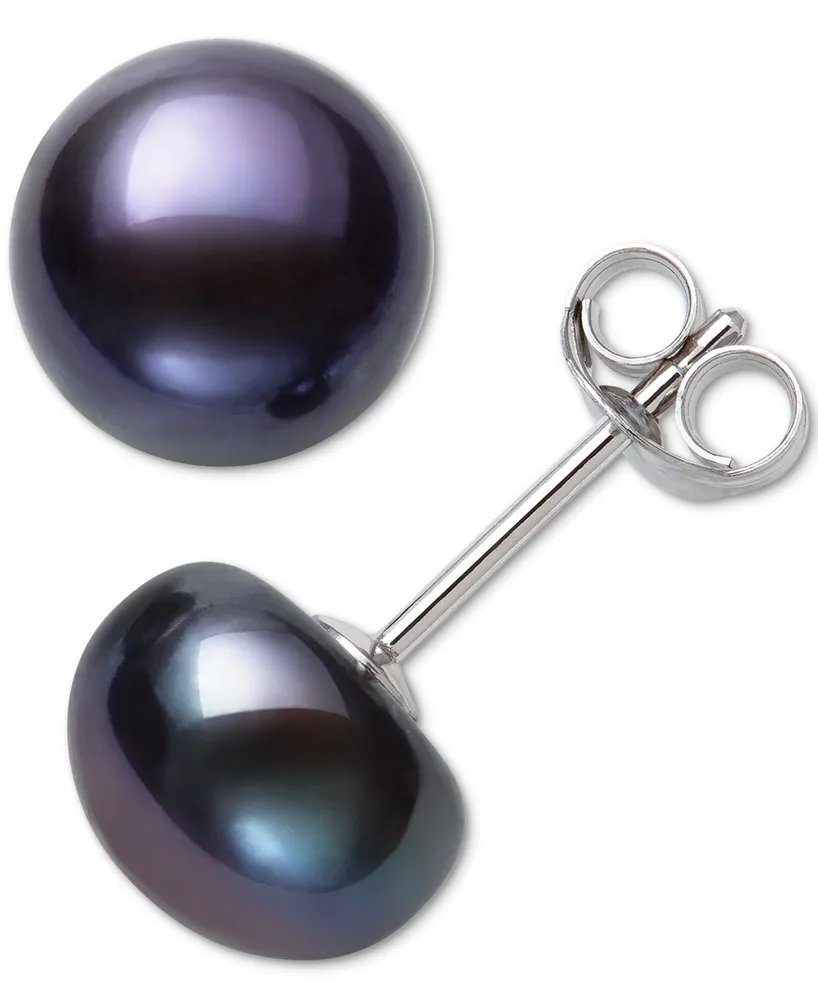 Belle de Mer Cultured Freshwater Button Pearl (8-9mm) Stud Earrings