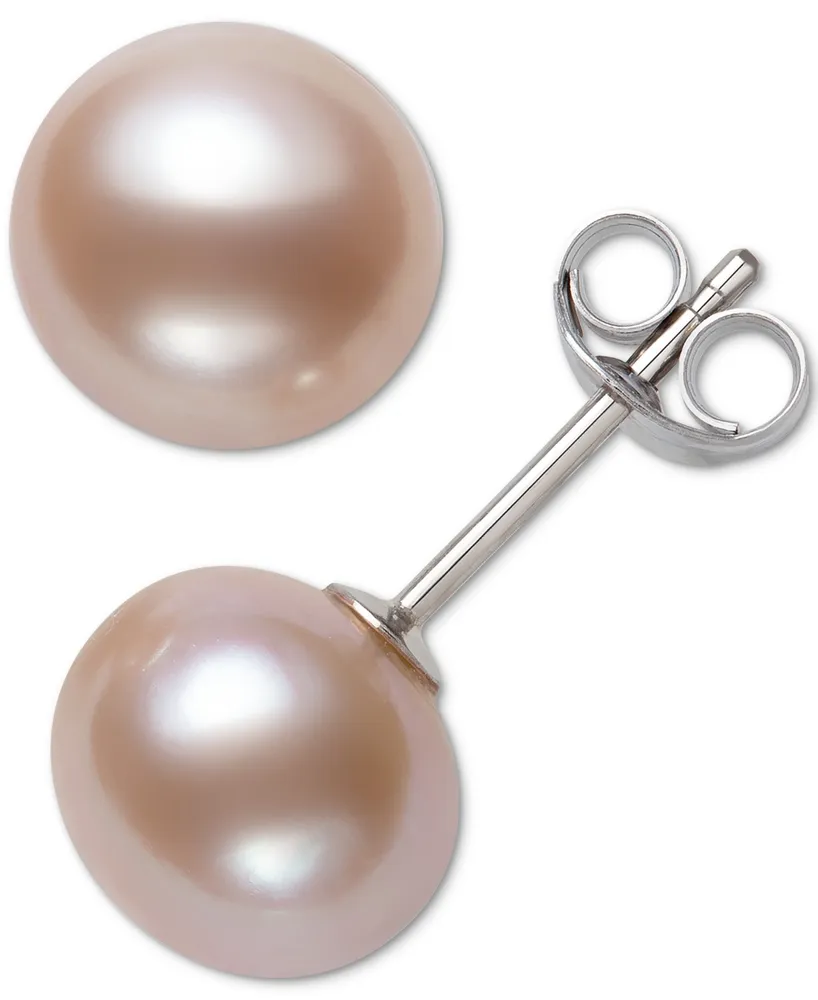 Pink Cultured Freshwater 9mm Pearl Earrings Gold-plated
