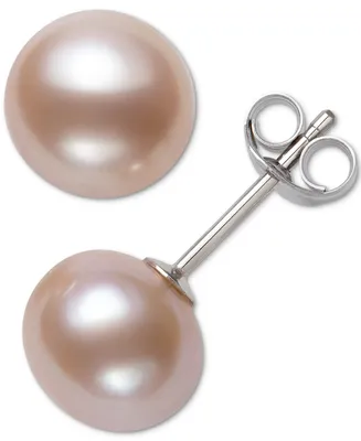 Belle de Mer Cultured Freshwater Button Pearl (8-9mm) Stud Earrings