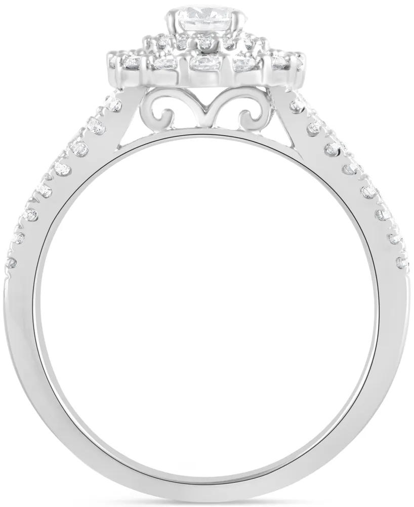 Diamond Double Halo Ring (1 ct. t.w.) in 14k White Gold