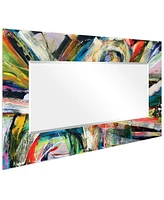 Rock Star I" Rectangular Beveled Mirror on Free Floating Printed Tempered Art Glass.