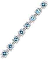 Blue and White Topaz Tennis Bracelet in Sterling Silver