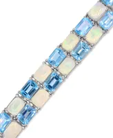 Sky Blue Topaz (26-3/8 ct. t.w.) and Opal (18-3/4 ct. t.w.) Tennis Bracelet in Sterling silver