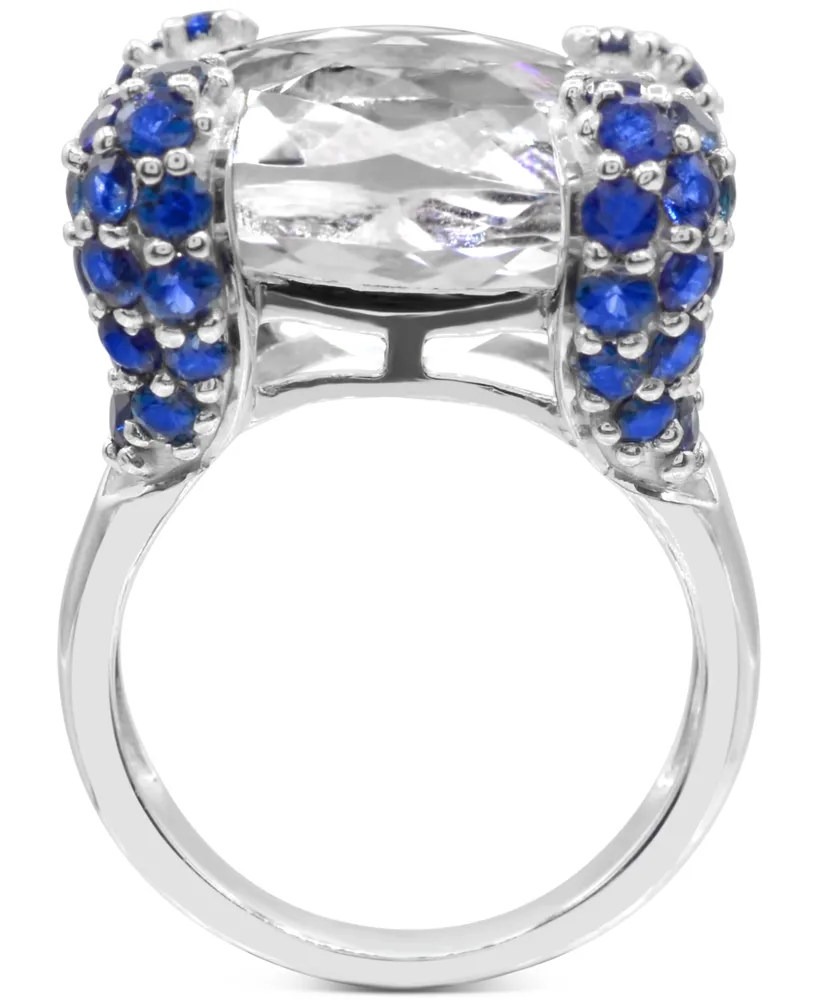 White Quartz (14-1/2ct) Blue Sapphire (2-1/4 ct. t.w.) Ring in Sterling Silver