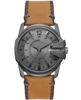 Diesel Men's Master Chief Three-Hand Brown Leather Watch 46mm
