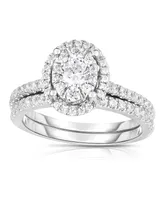 Diamond Micro-Pave' Oval Halo Bridal Set (1 ct. t.w.) in 14k White Gold