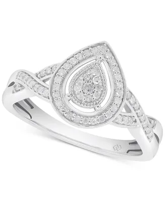 Diamond Teardrop Ring (1/5 ct. t.w.) Sterling Silver