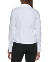 Calvin Klein Petite Cotton Collared Button-Down Blouse