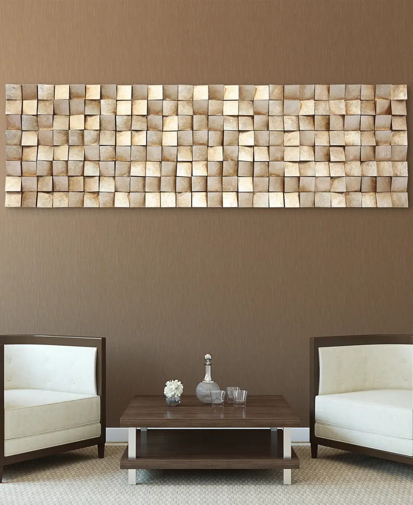 Empire Art Direct 'Textured 2' Metallic Handed Painted Rugged Wooden Blocks Wall Sculpture - 72" x 22"