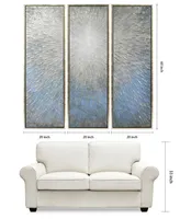 Empire Art Direct Silver Ice 3-Piece Textured Metallic Hand Painted Wall Art Set by Martin Edwards, 60" x 20" x 1.5"