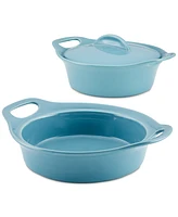 Rachael Ray Ceramic Casserole Bakers with Shared Lid Set, 3-Piece