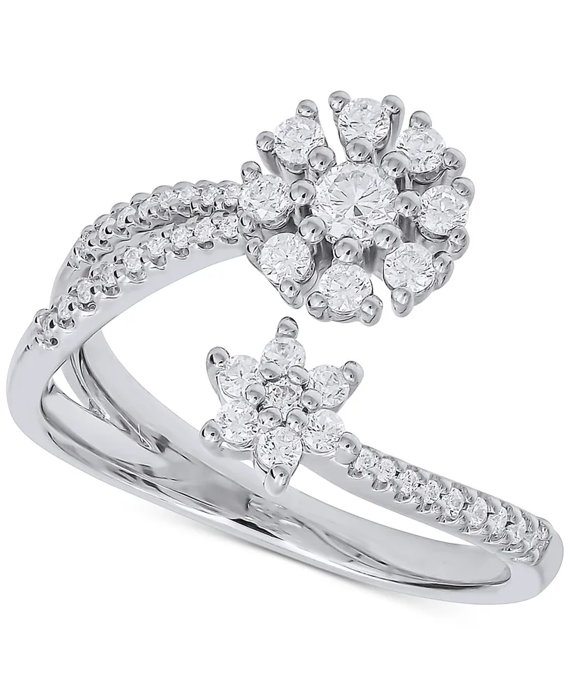 Diamond Flower Bypass Ring (1/2 ct. t.w.) in 14k White gold