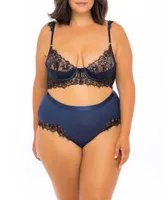 Oh La Cheri Plus Jersey and Eyelash Lace Bra 2pc Lingerie Set