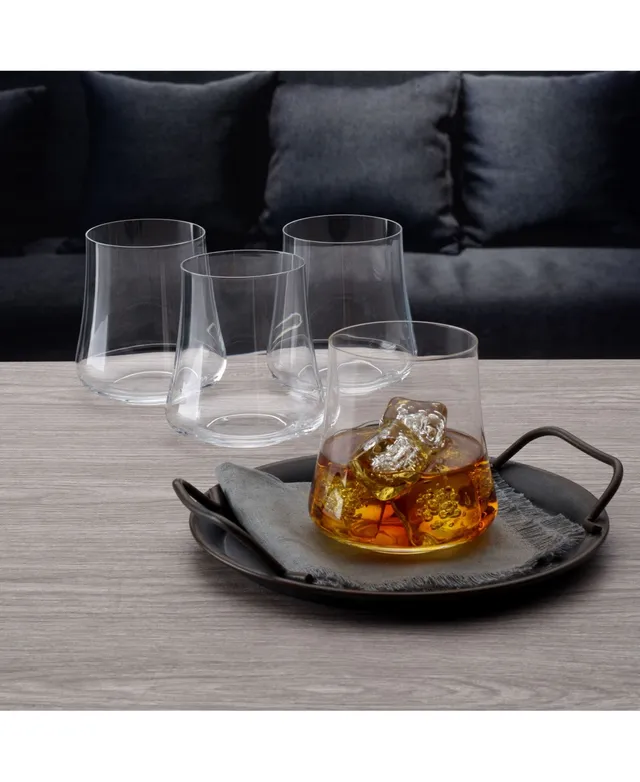 Qualia Glass Rocher Stemless Wine Glasses, Set of 4, 21 Oz - Clear