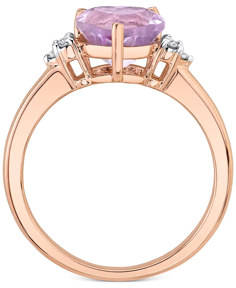 Pink Amethyst (1-5/8 ct. t.w.) & Diamond (1/20 ct. t.w.) Heart Ring in 14k Rose Gold