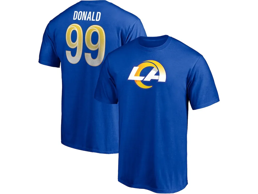 Men's Aaron Donald Royal Los Angeles Rams Player Icon Name and Number T-shirt