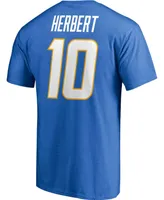 Men's Justin Herbert Powder Blue Los Angeles Chargers Player Icon Name and Number T-shirt