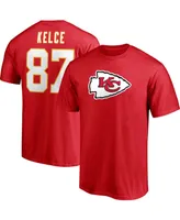 Men's Travis Kelce Red Kansas City Chiefs Player Icon Name and Number T-shirt