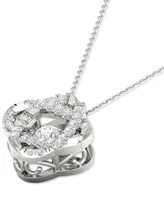 Twinkling Diamond Star Diamond Interlocking Oval 18" Pendant Necklace (1/4 ct. t.w.) in 10k White Gold