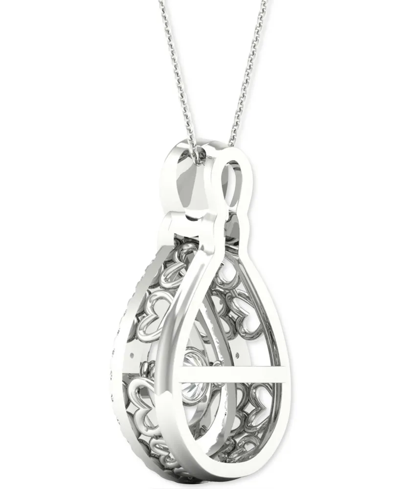 Twinkling Diamond Star Diamond Teardrop 18" Pendant Necklace (1/3 ct. t.w.) in 10k White Gold