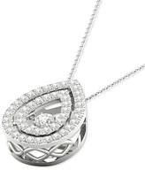 Twinkling Diamond Star Diamond Double Teardrop Halo 18" Pendant Necklace (3/8 ct. t.w.) in 10k White Gold