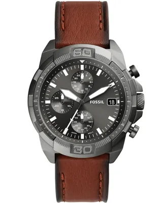 Fossil Men's Bronson Chronograph Brown Leather Strap Watch 44mm