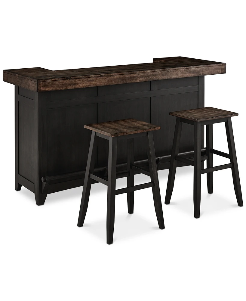 Peighton 3 Piece Bar Set (Bar with 2 Stools)