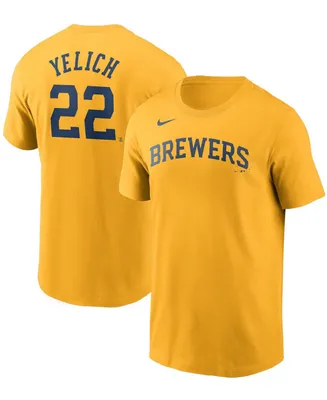 Men's Christian Yelich Gold Milwaukee Brewers Name Number T-shirt
