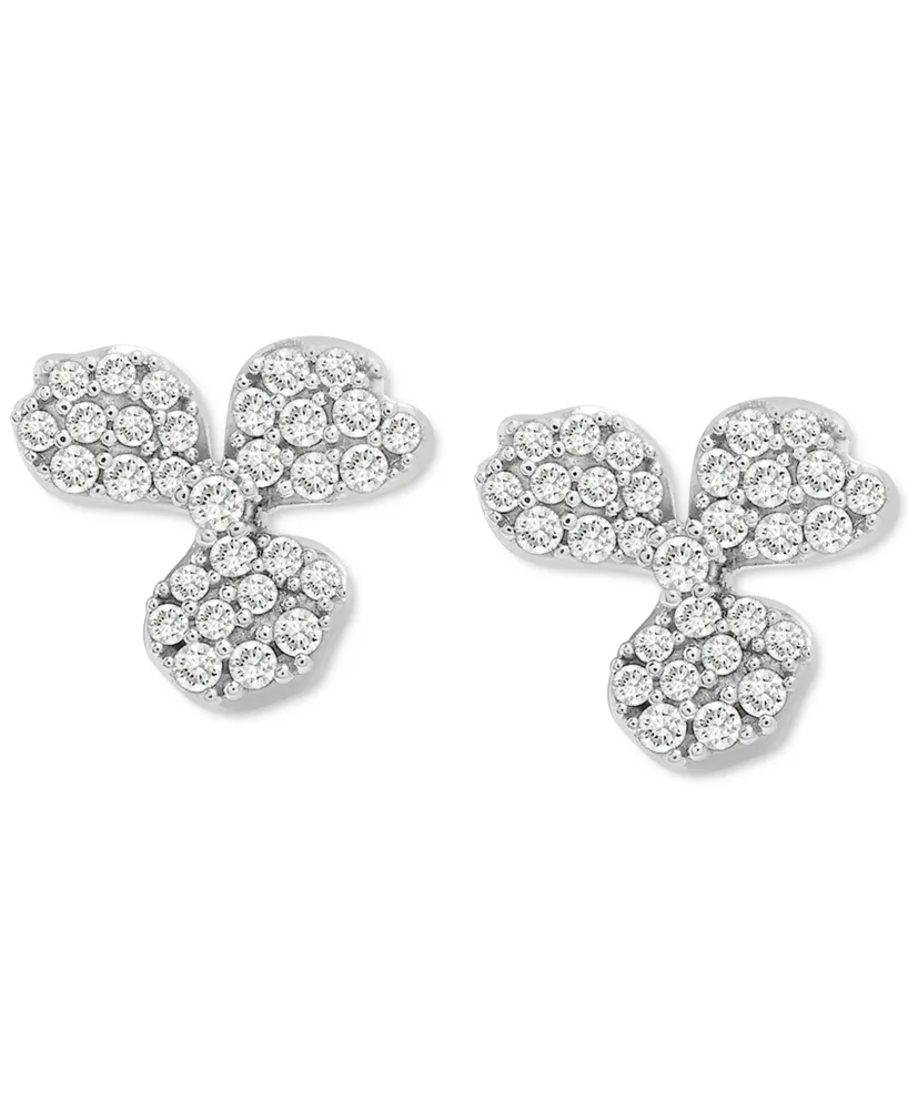 Wrapped in Love Diamond Clover Stud Earrings (1/2 ct. t.w.) in 14k White Gold, Created for Macy's