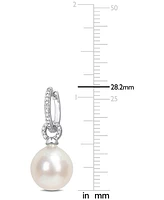 Cultured South Sea Pearl (12mm) & Diamond (1/10 ct. t.w.) Huggie Hoop Earrings in 14k White Gold