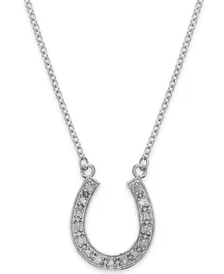 Diamond Horseshoe Pendant Necklace in Sterling Silver (1/10 ct. t.w.)