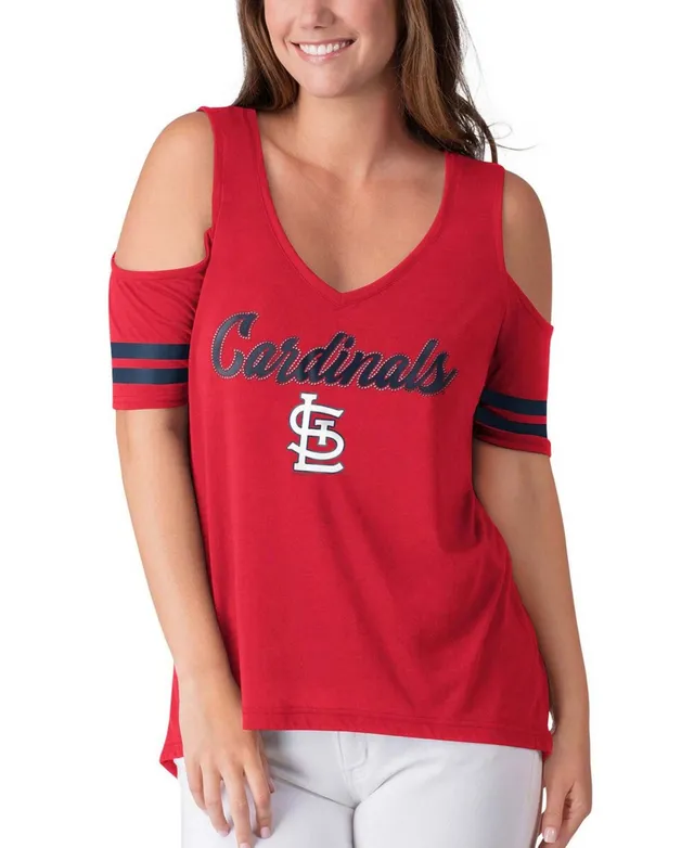 Fanatics Branded Women's Red St. Louis Cardinals Three Strap Open Shoulder T-Shirt - Red