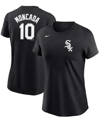 Women's Yoan Moncada Black Chicago White Sox Name Number T-shirt