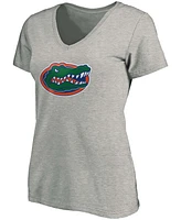 Women's Heathered Gray Florida Gators Primary Logo V-Neck T-shirt