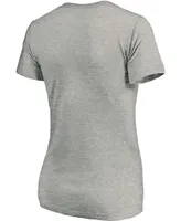 Women's Heathered Gray Wisconsin Badgers Primary Logo V-Neck T-shirt